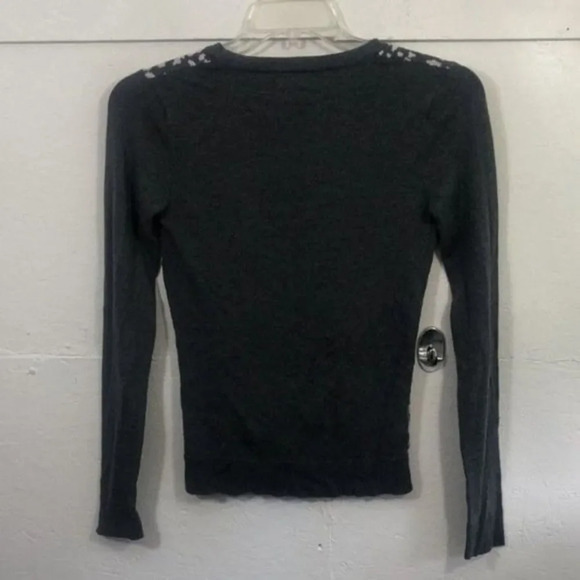 Merona Womens Cardigan Sweater Black Gray Animal Print Long Sleeve Button Up - Picture 8 of 14